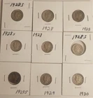 Mercury Dimes 90% Silver lot (9) collection 1928 - 1930 See Photos