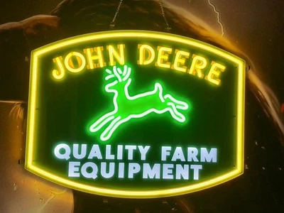 Vivid LED John Deere Farm Tractor Equipment 24"x20" Neon Sign Light With Dimmer