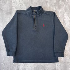 Vintage Polo Ralph Lauren 1/4 Zip Sweater Kids 7 Black Cotton Long Sleeve 2000s