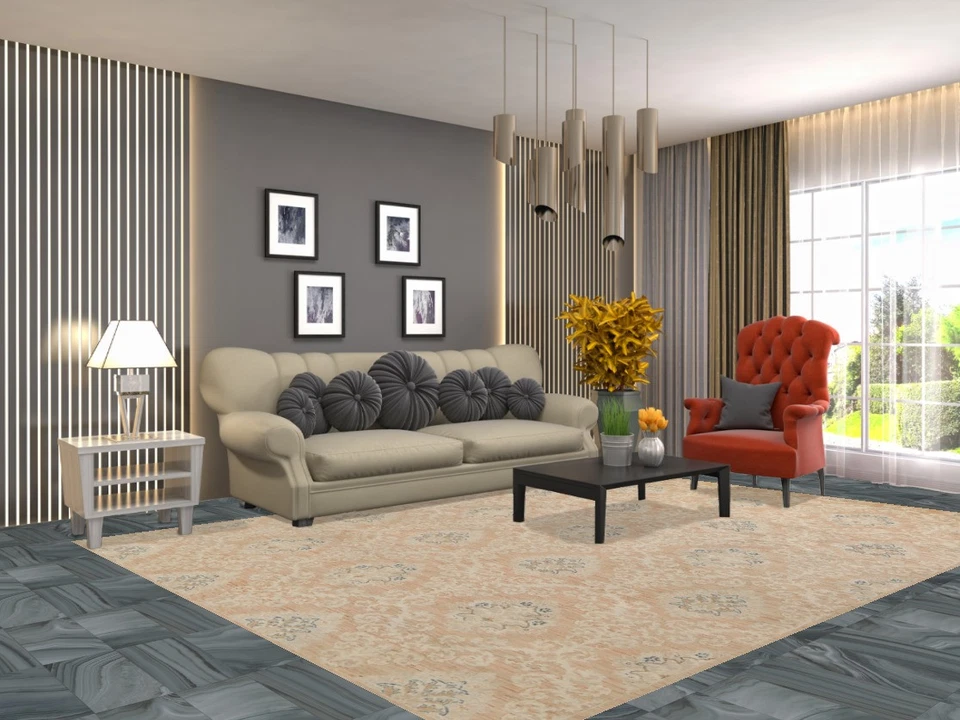 Transitional Oushak Turkish Area Rug 8x11 Ft Handmade Bedroom Wool Muted Carpet - Image 2 of 4