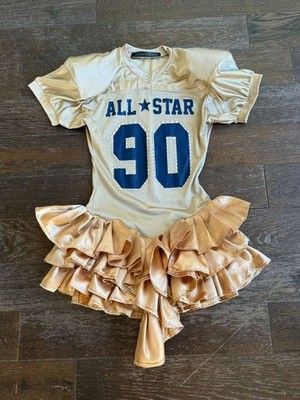 gold jersey dress 90 ALL STAR ruffles Sequin jersey
