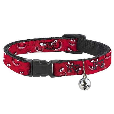 Cat Collar Breakaway with Bell Animal Expressions Scattered Reds NARROW Fits 8.5