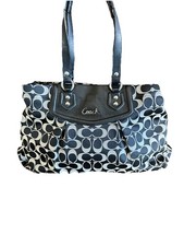 Coach Tapestry Tote Crossbody bag black beige canvas leather