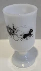 Vintage Horse and Carriage - Milk Glass Pedestal Mug w/ Handle - 5.5" tall