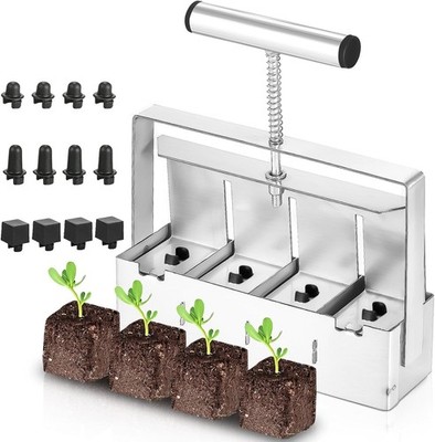 Soil Block Maker for Seed Starting  4 Manual 2Inch Blockers & Kit