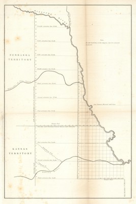 Skizze der öffentlichen Erhebungen in Kansas und Nebraska. US Topo. Sekretär 1854 Karte