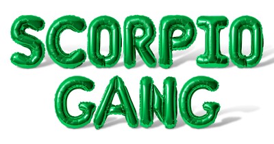 SCORPIO GANG Letter Balloon Banner -10 Color Options - Birthday Party Decoration