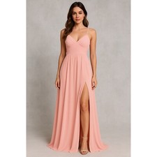 Bariano BHLDN Peach pleated maxi gown size XS bridesmaid wedding guest summer