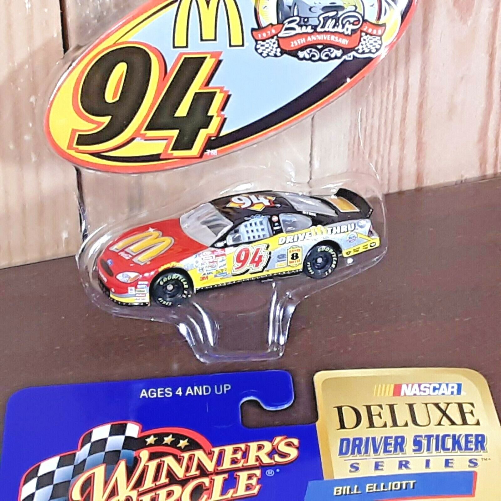 Bill Elliott #94 Ford NASCAR Winner's Circle 1/64 Diecast Stock Car and sticker
