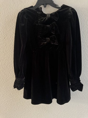 A Loves A girl's toddler 5t Long Sleeve Velvet Bow Dress fashion balloon sleeve - Picture 3 of 13