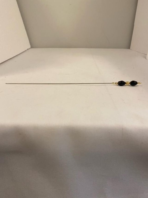 10" Hatpin with Black Beads