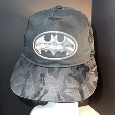 Batman SnapBack Mesh Baseball Cap Black with Camo Lid Silver Logo OSFA