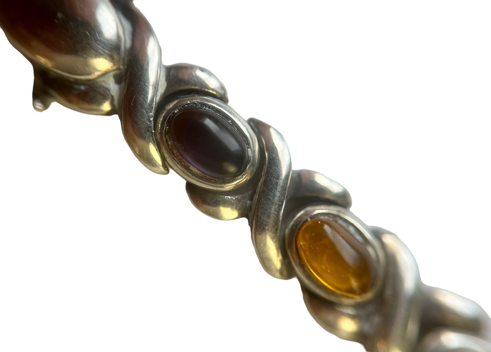 Rustic 925 Sterling Silver Multi Gemstone Bracele… - image 6