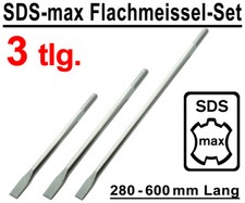 SDS-max Flachmeißel Set 3-tlg 280, 400, 600 mm Meißel für Bohrhammer Stemmhammer