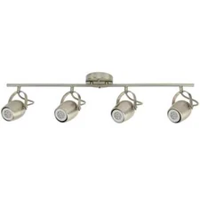 Globe Electric Samara 4-Light Brushed Nickel Track Lighting Kit, With LED Bulbs