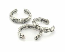 Ring Skull Adjustable antique silver plated brass Band Biker Jewelry Riders