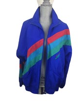 Vintage 80  s JOHN WEITZ Women  s Medium Full Zip Blue Nylon Track Jacket