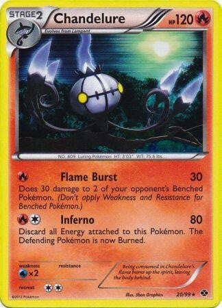 Pokemon Next Destinies Holo Rare Card - Chandelure 20/99