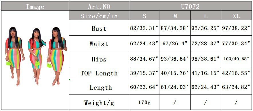 Image 11 - Summer women short sleeves rainbow color club party casual bodycon dress 2pc