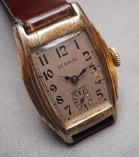 Old Art Deco Men's Wristwatch - Benrus 7J 61061 - Gold Filled Rectangular Case