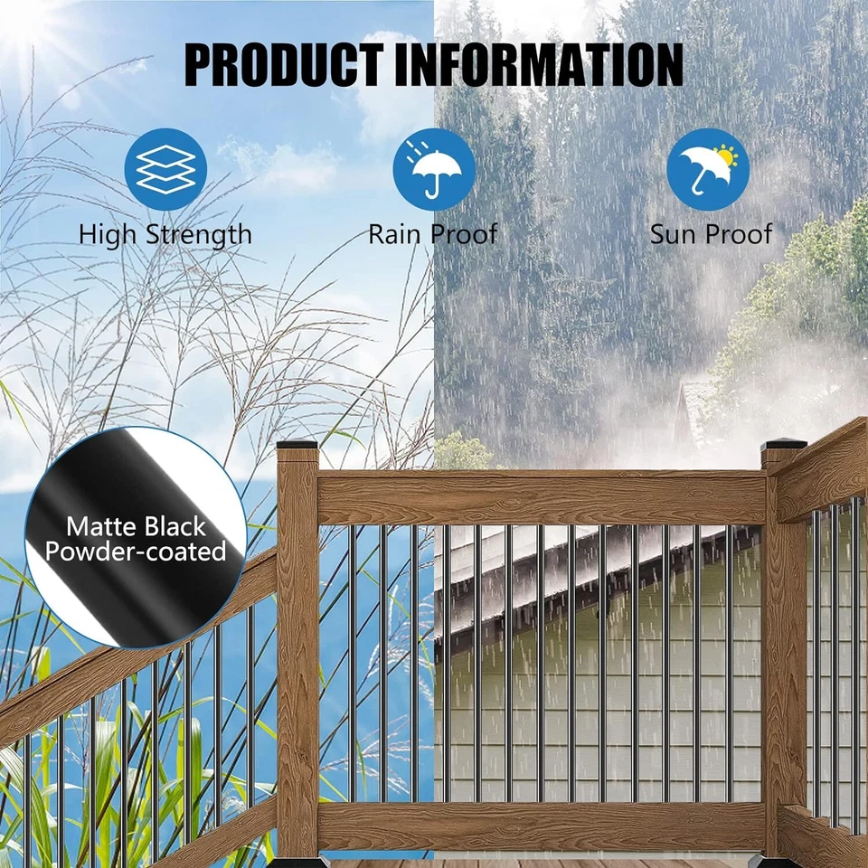 101 Pack 26" Deck Balusters Metal Spindles Aluminum Alloy Railing W/ Connectors - Image 3 of 4