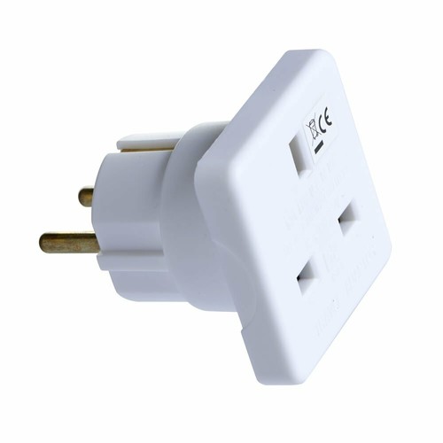 UK TO EU EURO EUROPE EUROPEAN TRAVEL ADAPTER POWER PLUG CONVERT 3 TO 2