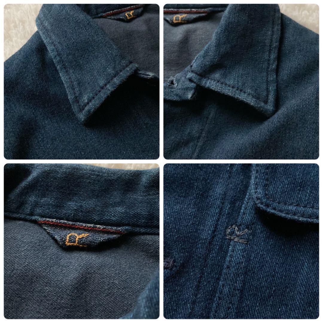 45RPM Stretch Denim Jacket Indigo 4 sizes Logo embroidery so