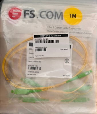 50 QTY -1M/3.28ft Single Mode Simplex Fiber Optic Patch Cable SC/APC-SC/APC  #91