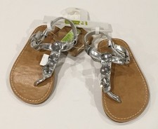 NWT Gymboree Crazy 8 Size 7 Silver Metallic Gem Toddler Sandals for about 2T