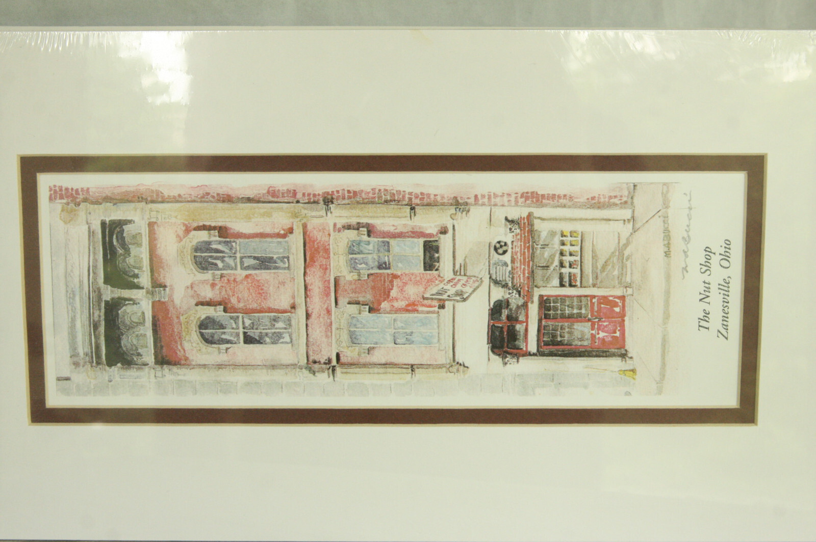 VINTAGE PRINT THE NUT SHOP ZANESVILLE, OHIO SIGNED BY THE ARTIST MARY