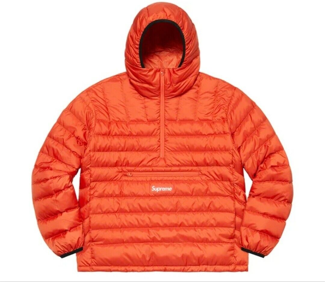 NEW Supreme Micro Down Half Zip Hooded Pullover Jacket Dark Orange Red L  Large