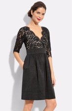 Eliza J Lace & Faille Dress Sz 16 Black
