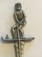 Vintage Souvenir Spoon US Collectible Pewter Cypress Gardens Florida Water Skier