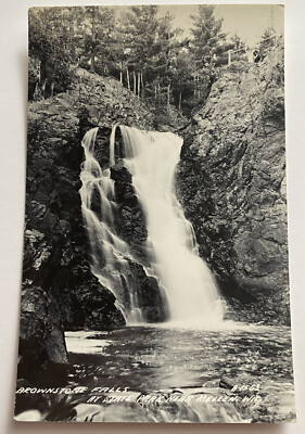 #ad Vintage RPPC Postcard Brownstone Falls State Park Mellen Wisconsin WI c1940s $2.49