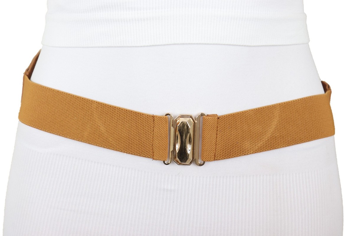 Women Brown Elastic Wide Wild Cool Belt Hip High Waist Oval  display picture 1