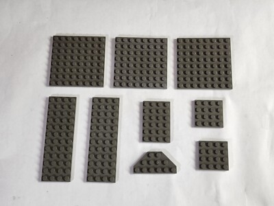 LEGO DARK GRAY PICTURED LOT OF PLATES 8x8, 4x12, 4x6