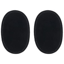 ZUPAYIPA 2Pcs Sew-On Fabric Oval Elbow Knee 14 x 9cm / 5.5 x 3.5 inch, Black