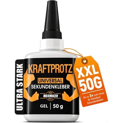 Sekundenkleber extra stark Gel 50 g   XXL Superkleber für Holz, Metall, Kunst...