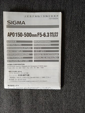 Sigma APO 150-500mm F5-6.3 DG OS HSM pieghevole manuale istruzioni utente