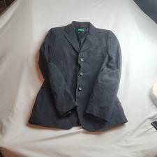 United Colors of Benetton Blazer Jacket Dark Gray Charcoal Three-Button Lined