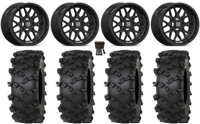 Valor V03 14'' Wheels Black 30'' Outlaw M/T Tires Kawasaki Brute Force IRS