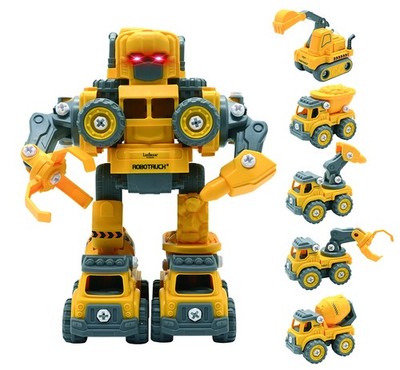 LEXiBOOK Robotruck: 5-in-1 Transformable Construction Robot Kit, Sounds & Lights
