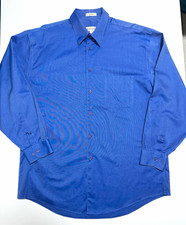 Pronto Uomo Blue Non-Iron 2-Ply Dress Shirt Classic Fit L 34/35 Pocket