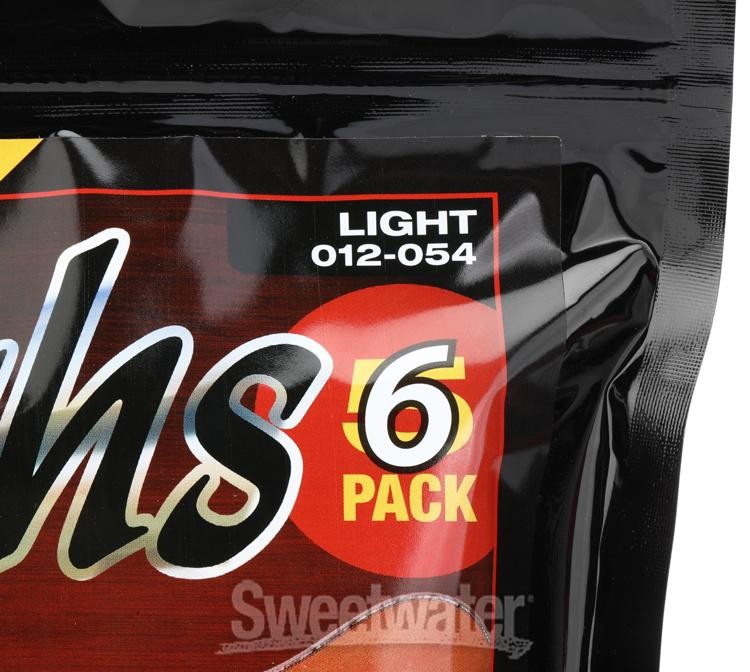 GHS S325 Phosphor Bronze Light Acoustic Guitar Strings 6-Pack