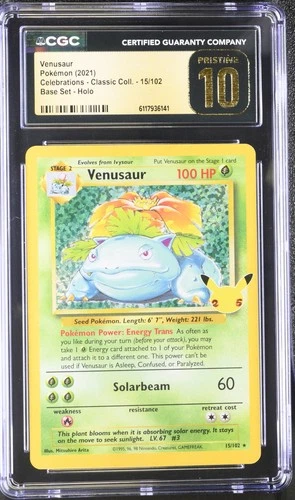 CGC 10 PRISTINE Venusaur 2021 Celebrations 15/102 Base Set Holo Pokemon Card