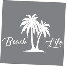 Beach Life Palm Trees Island Vinyl Decal Sticker Car Window Bumper 5 in White