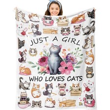 Cat Blanket Gifts, Cat Blankets for Girls, Cute Kitten Gifts for Girl, Just a...