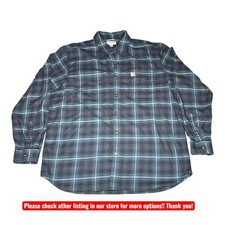 Carhartt Shirt Mens XL Gray Blue Plaid Relaxed Fit Button Down Long Sleeve Work
