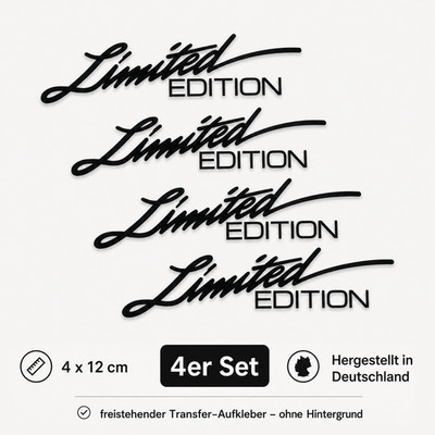 4 Stück Aufkleber ''Limited Edition''   4×12 cm   Motorrad Auto Sticker (Schwarz)