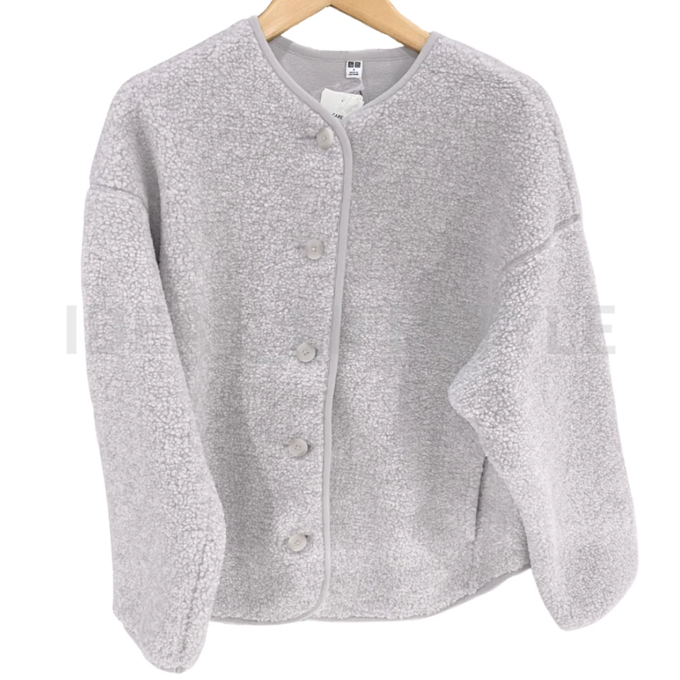 UNIQLO Pile Lined Fleece Relaxed Cardigan S-3XL Oversized Women 479616 NWT - Image 2 of 4